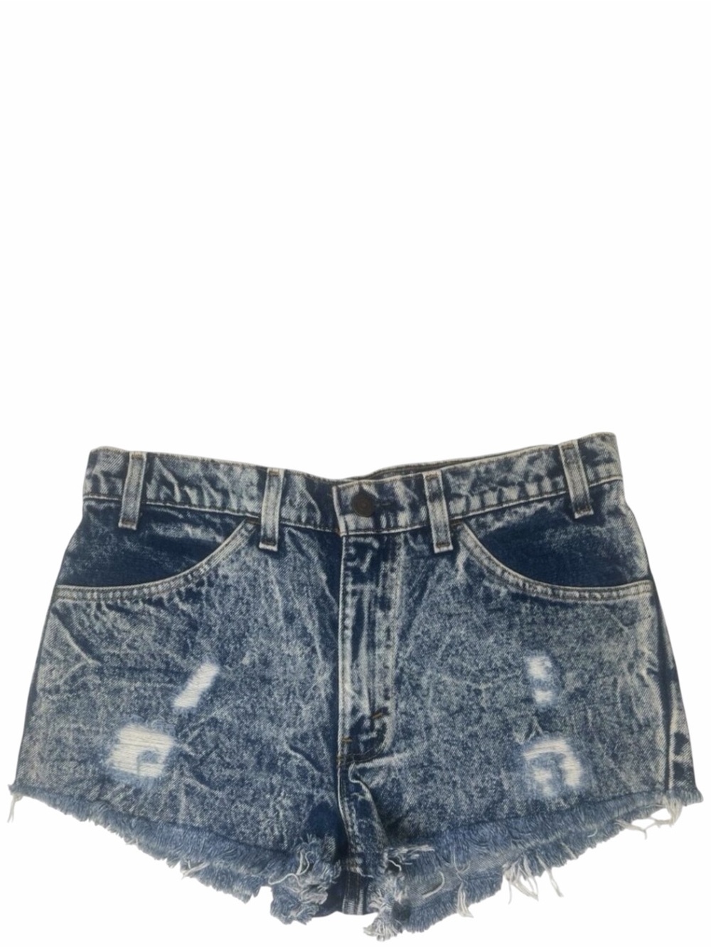 Levi’s 575 Vintage 80s Orange Tab Blue Acid Wash Cut Off Jean Shorts 33 Upcycled